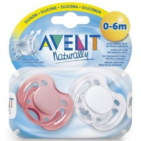 Соска-пустышка AVENT силиконовая free flow (0-6 мес.) (арт. 178/26), 2 шт.  (розов/бел.) (3 + 1)