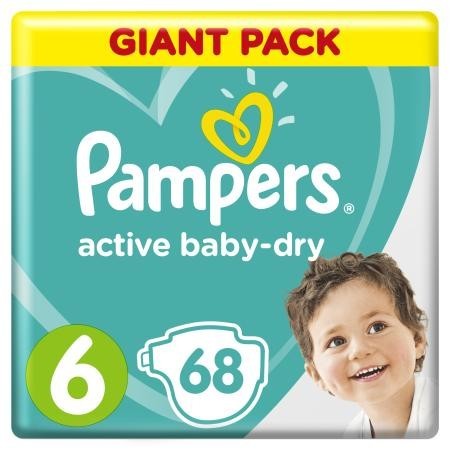 Подгузники PAMPERS Active baby Dry разм.6 (13-18кг), 68 шт.