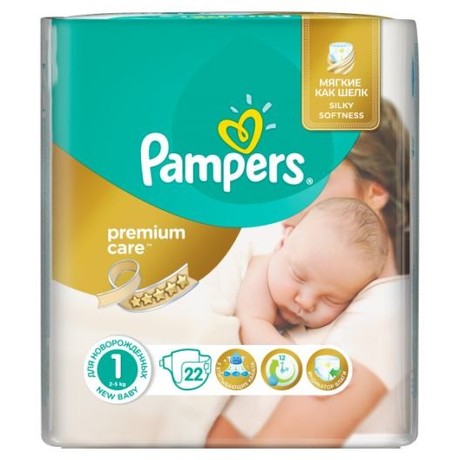 Подгузники PAMPERS Premium Care (2-5кг), 22 шт.