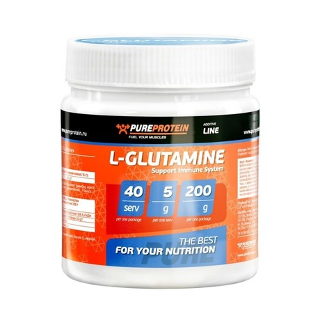 Аминокислота Pure Protein.L-Glutamine. 200г.Лесные ягоды.