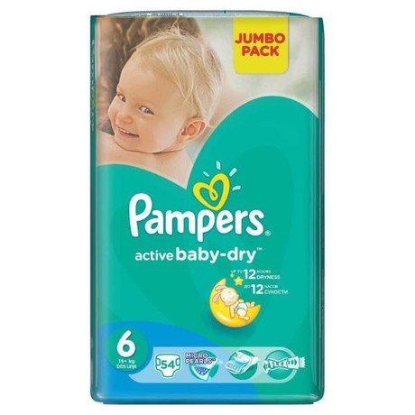 Подгузники PAMPERS Active baby Extra Large (свыше 16кг), 54 шт.