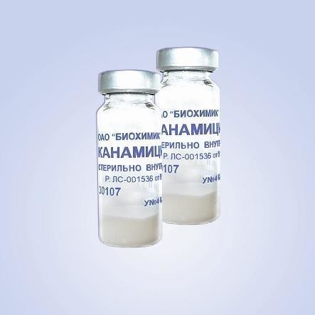 Канамицин флакон (порошок для приготовления раствора для внутримышечного введения) 1г