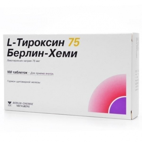 L-Тироксин 75 Берлин Хеми таблетки 75 мкг, 100 шт.
