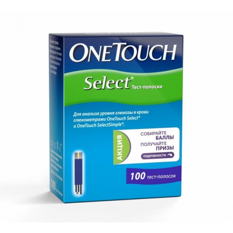 Тест-полоска ONE TOUCH для глюкометра "Оne Touch Select" №100