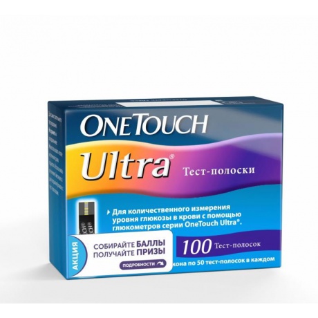 Тест-полоска ONE TOUCH для глюкометра "Оne Touch Ultra" №100