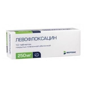 Левофлоксацин таблетки 250 мг, 10 шт.
